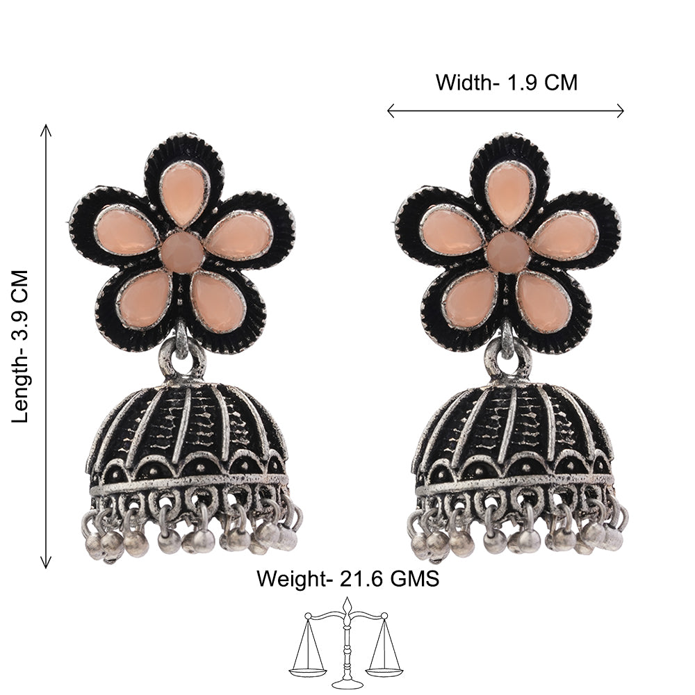 Periwinkle stone studded jhumki earrings (Light Orange)