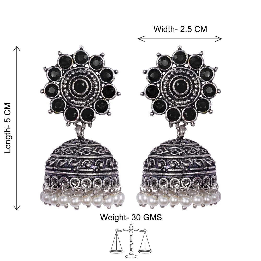 Peacock glow stone studded dangler & Phoolon ki baali pearl jhumki Combo set