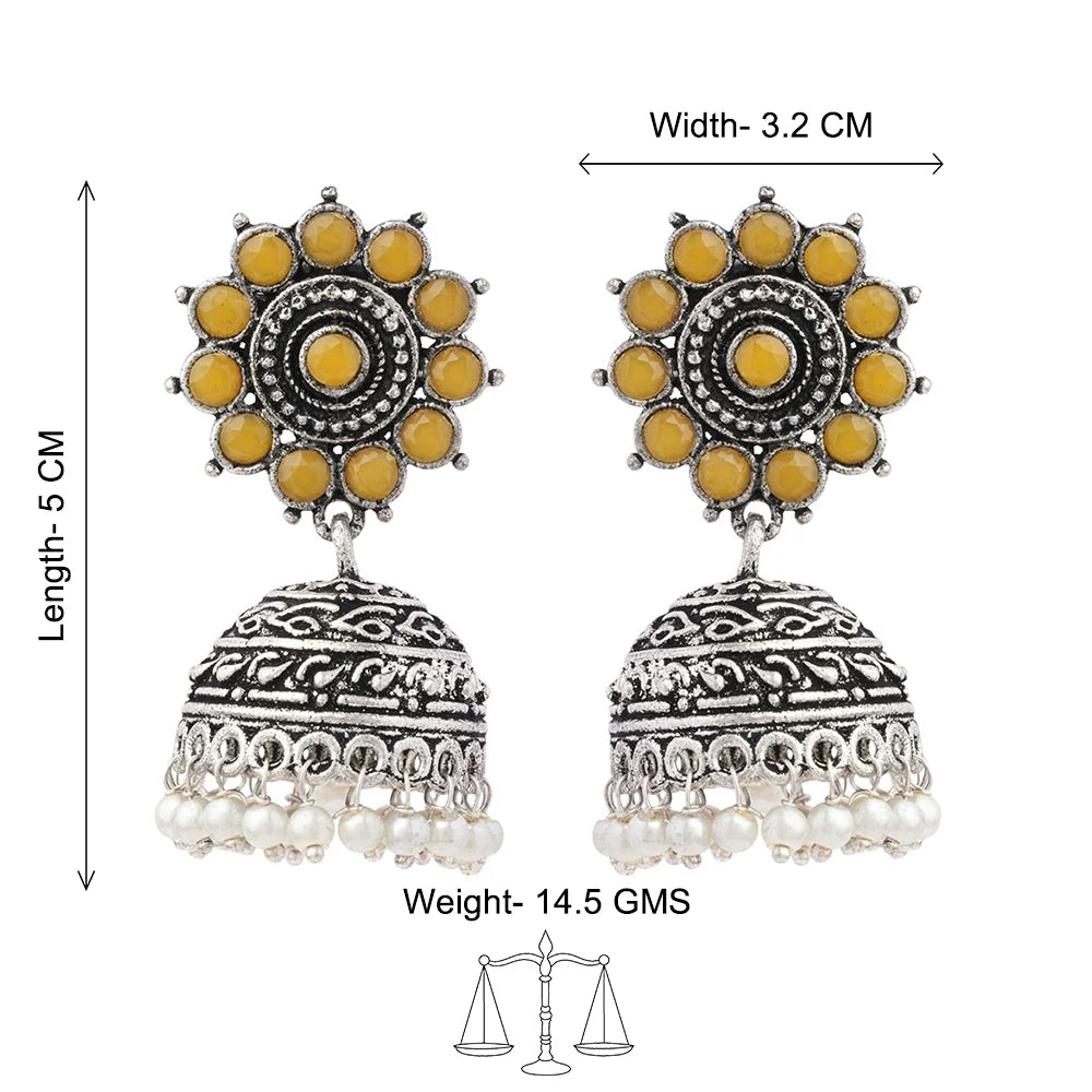 Peacock glow stone studded dangler & Phoolon ki baali pearl jhumki Combo set