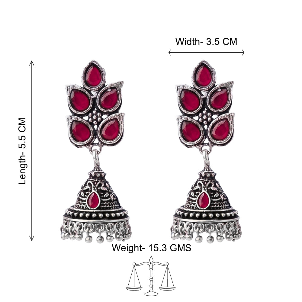 Twinkle drops jhumki earrings (Red)