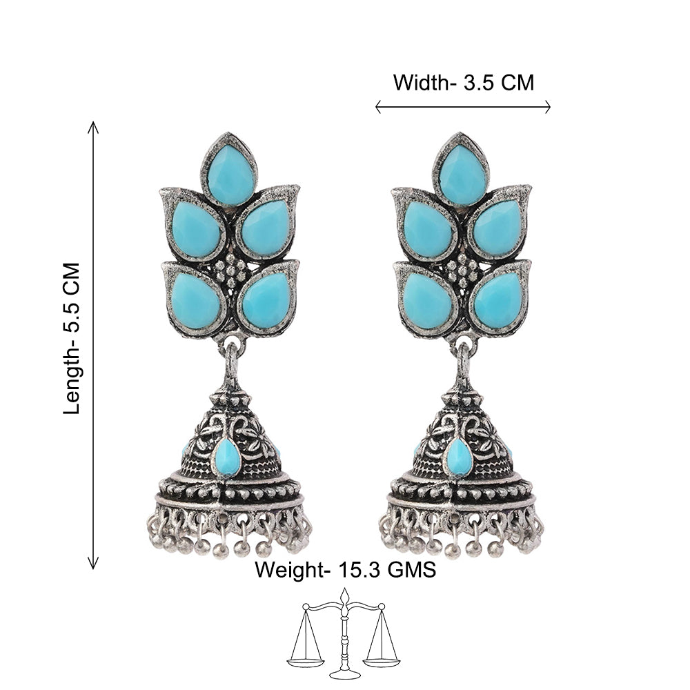 Twinkle drops jhumki earrings (Sky Blue)