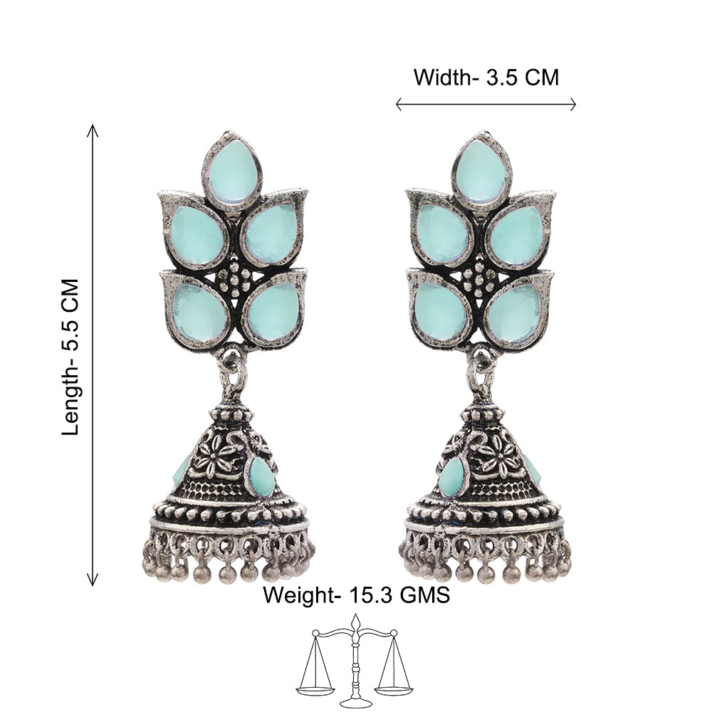 Twinkle drops jhumki earrings (Mint)