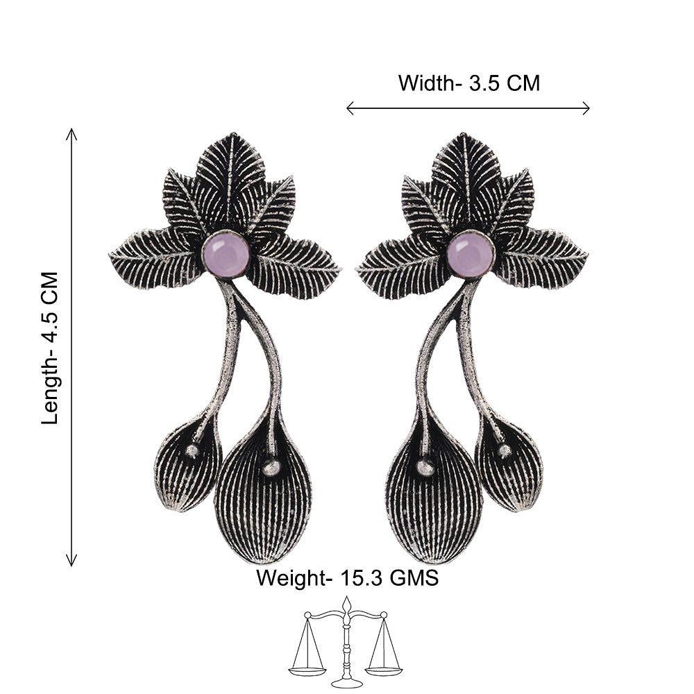 Bud Flower oxidized stud earrings (Baby Pink)