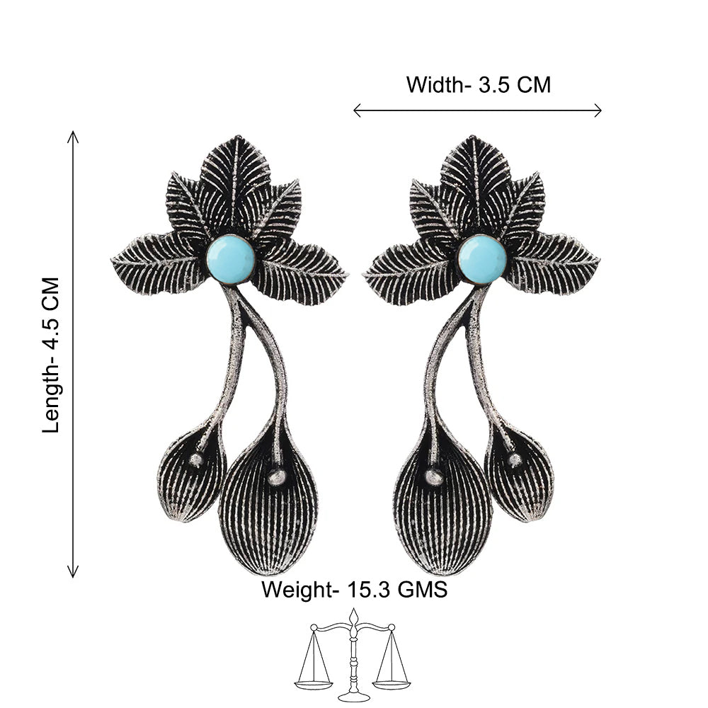 Bud Flower oxidized stud earrings (Sky Blue)