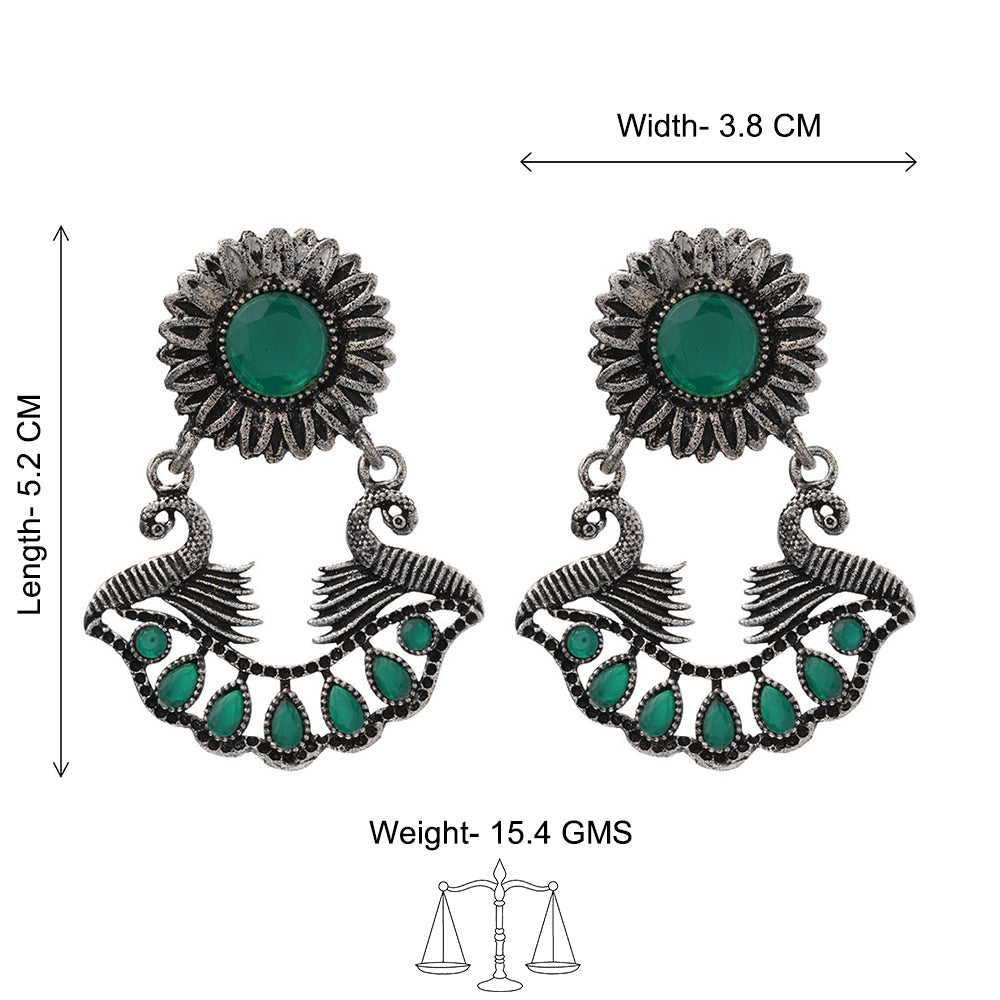 Marigold gem stone studded dangler earrings (Green)