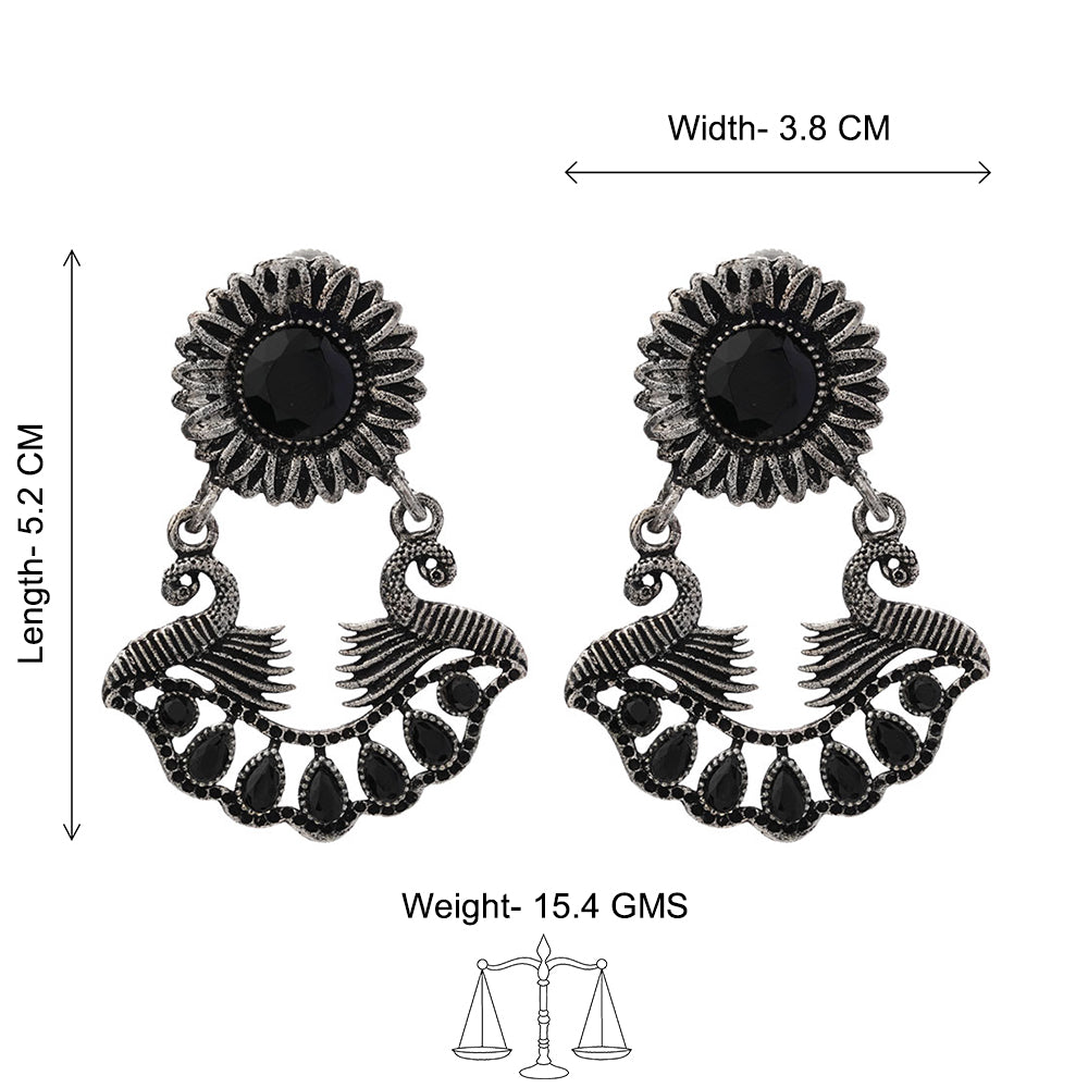 Marigold gem stone studded dangler earrings (Black)