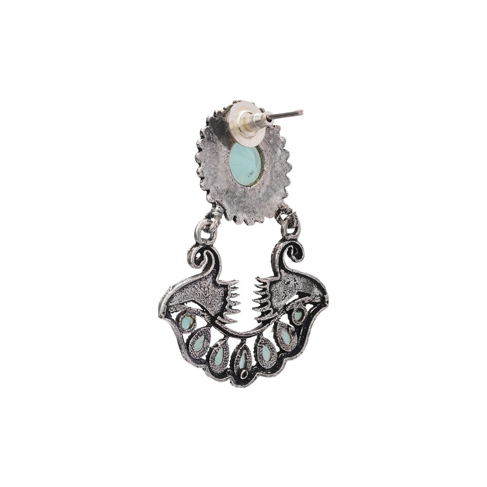 Marigold gem stone studded dangler earrings (Mint)