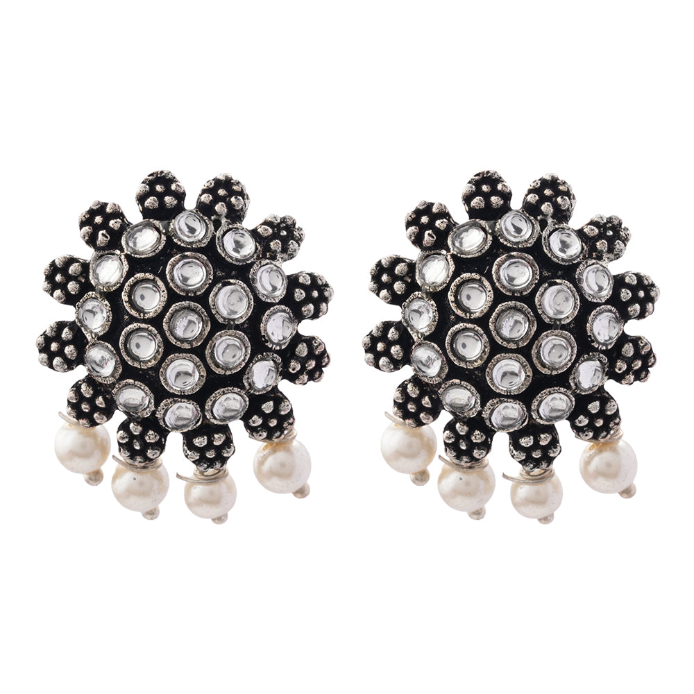 Stone Dome stud earrings (White)