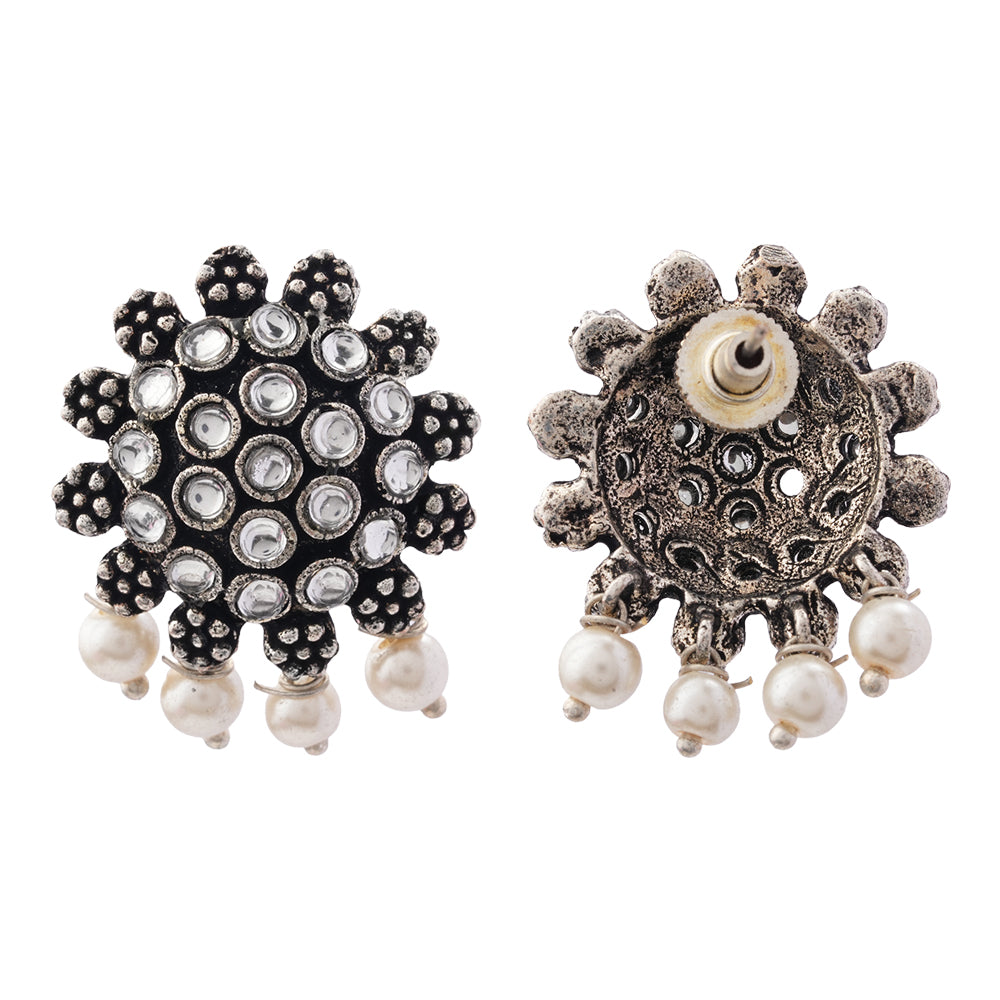 Stone Dome stud earrings (White)