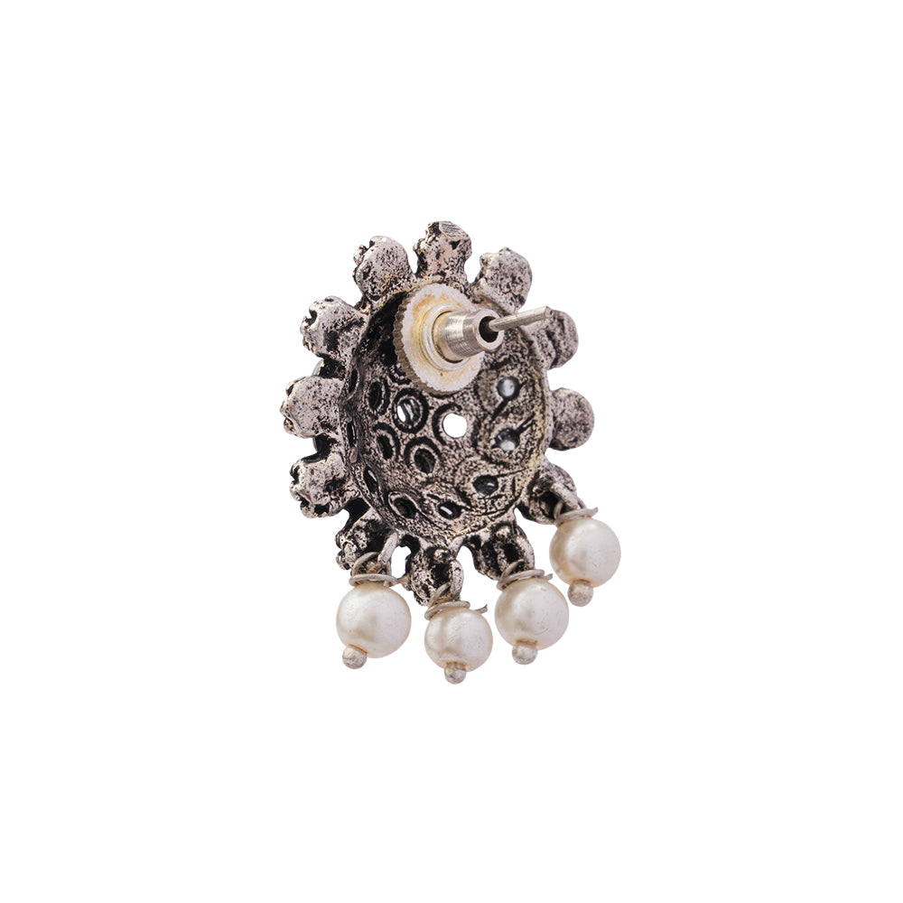 Stone Dome stud earrings (White)