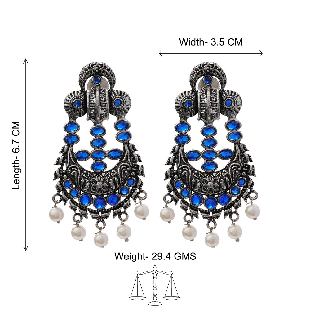 Heritage Bloom pearl stud earrings (Blue)