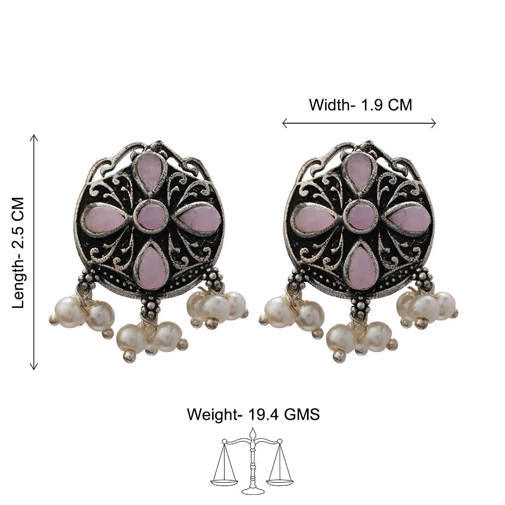 Gem Globe stud earrings (Baby Pink)