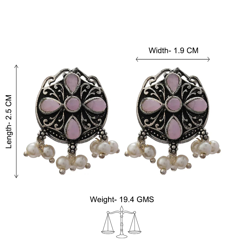 Peacock glow stone studded dangler earrings & Gem Globe stud earrings Combo set