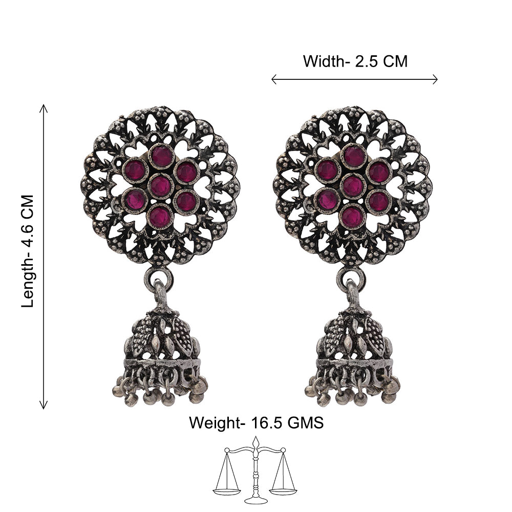 Meena Manjari Jhumki earrings (Red)