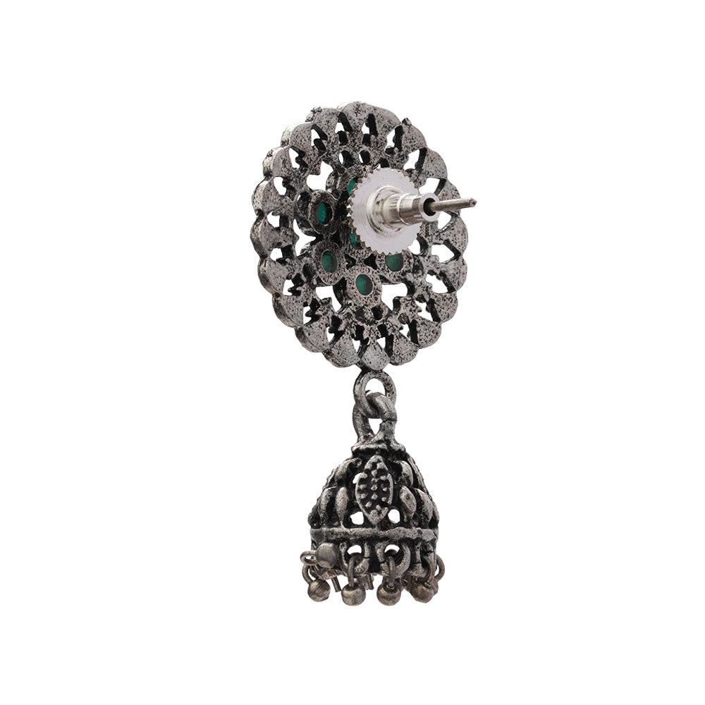 Meena Manjari Jhumki earrings (Green)
