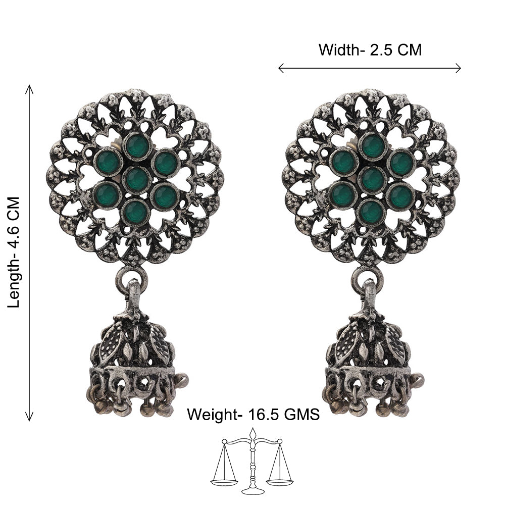 Meena Manjari Jhumki earrings (Green)