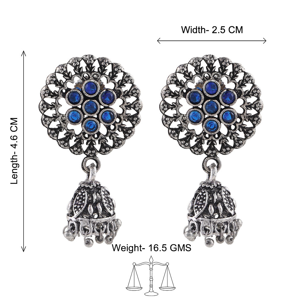 Meena Manjari Jhumki earrings (Blue)