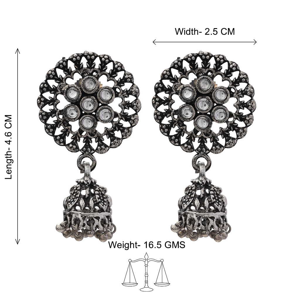 Meena Manjari Jhumki earrings (White)