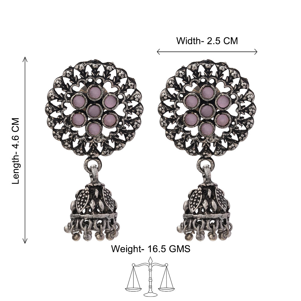 Meena Manjari Jhumki earrings (Baby Pink)