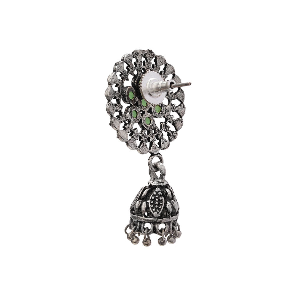 Meena Manjari Jhumki earrings (Pista)