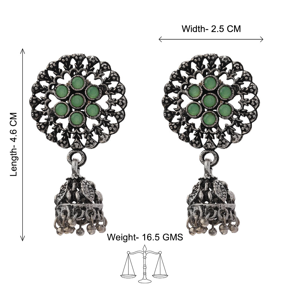 Meena Manjari Jhumki earrings (Pista)