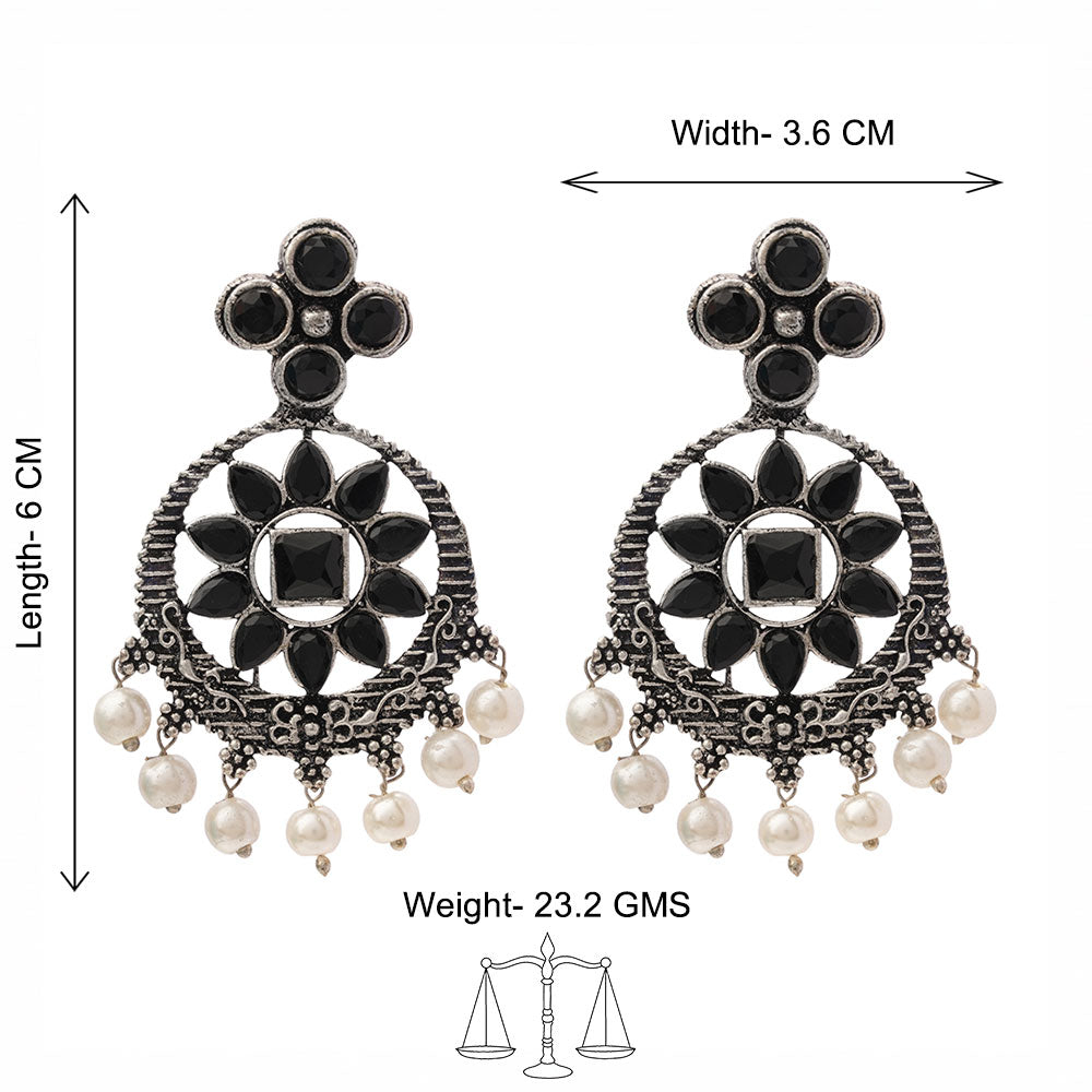 Peacock glow stone studded dangler & Flower Rangoli Pearl dangler Combo set
