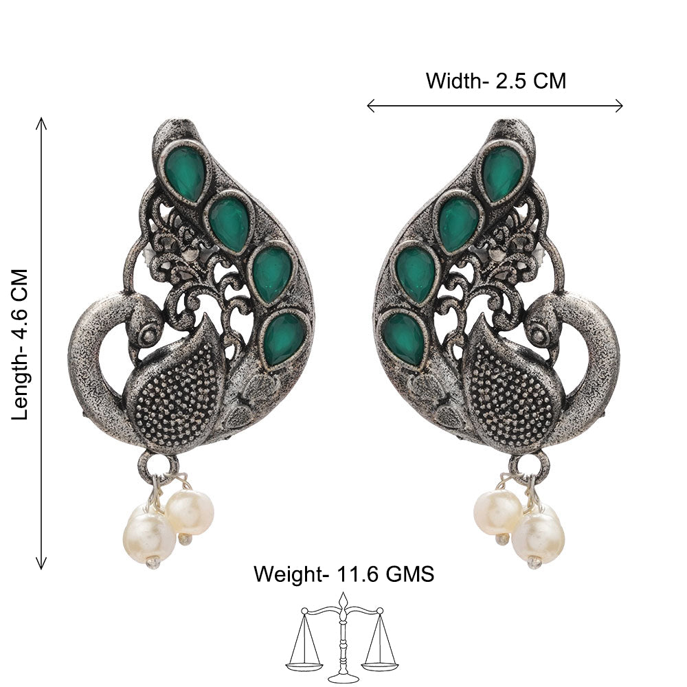 Ferocious Feathers stud earrings (Green)