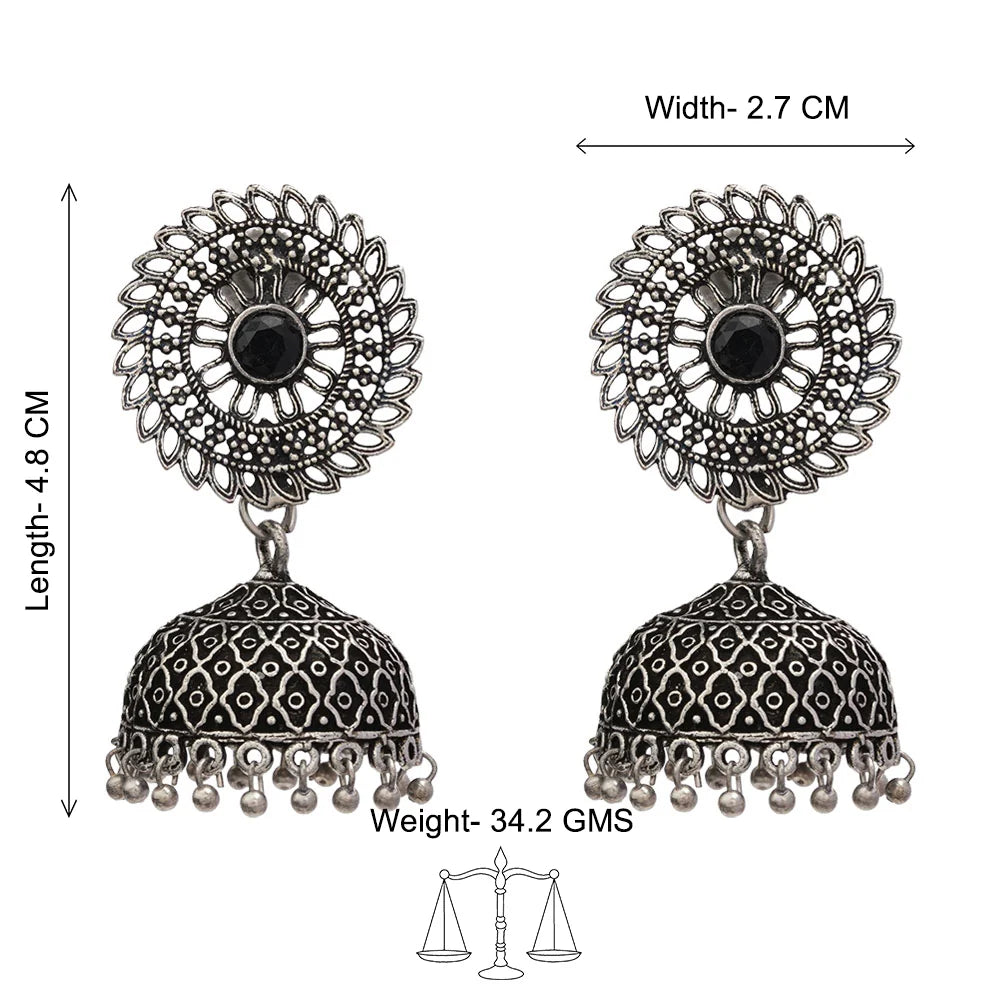 Peacock glow stone studded dangler earrings & Jhilmil jhumki earring Combo set