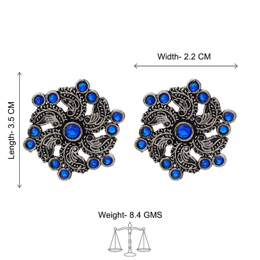 Aabroo sparkle stud earrings (Blue)