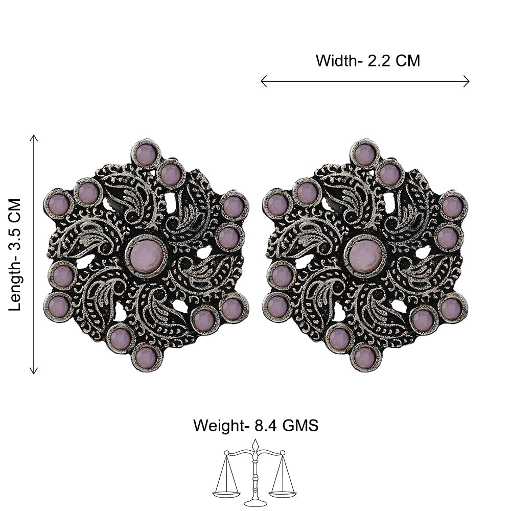 Aabroo sparkle stud earrings (Baby Pink)