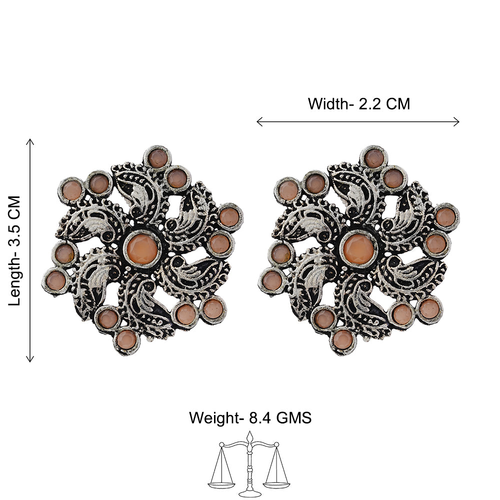 Aabroo sparkle stud earrings (Light Orange)