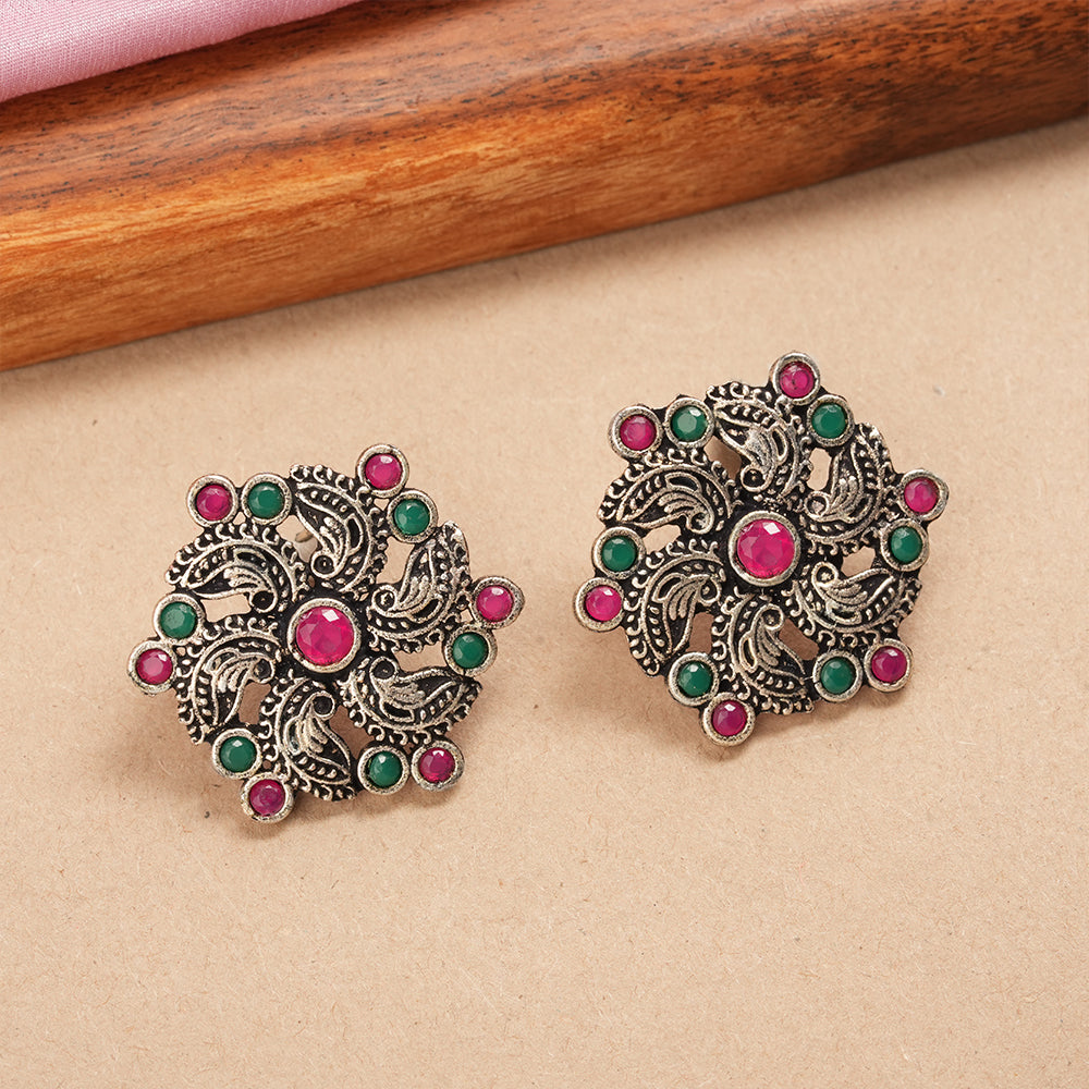 Aabroo sparkle stud earrings (Multicolored)