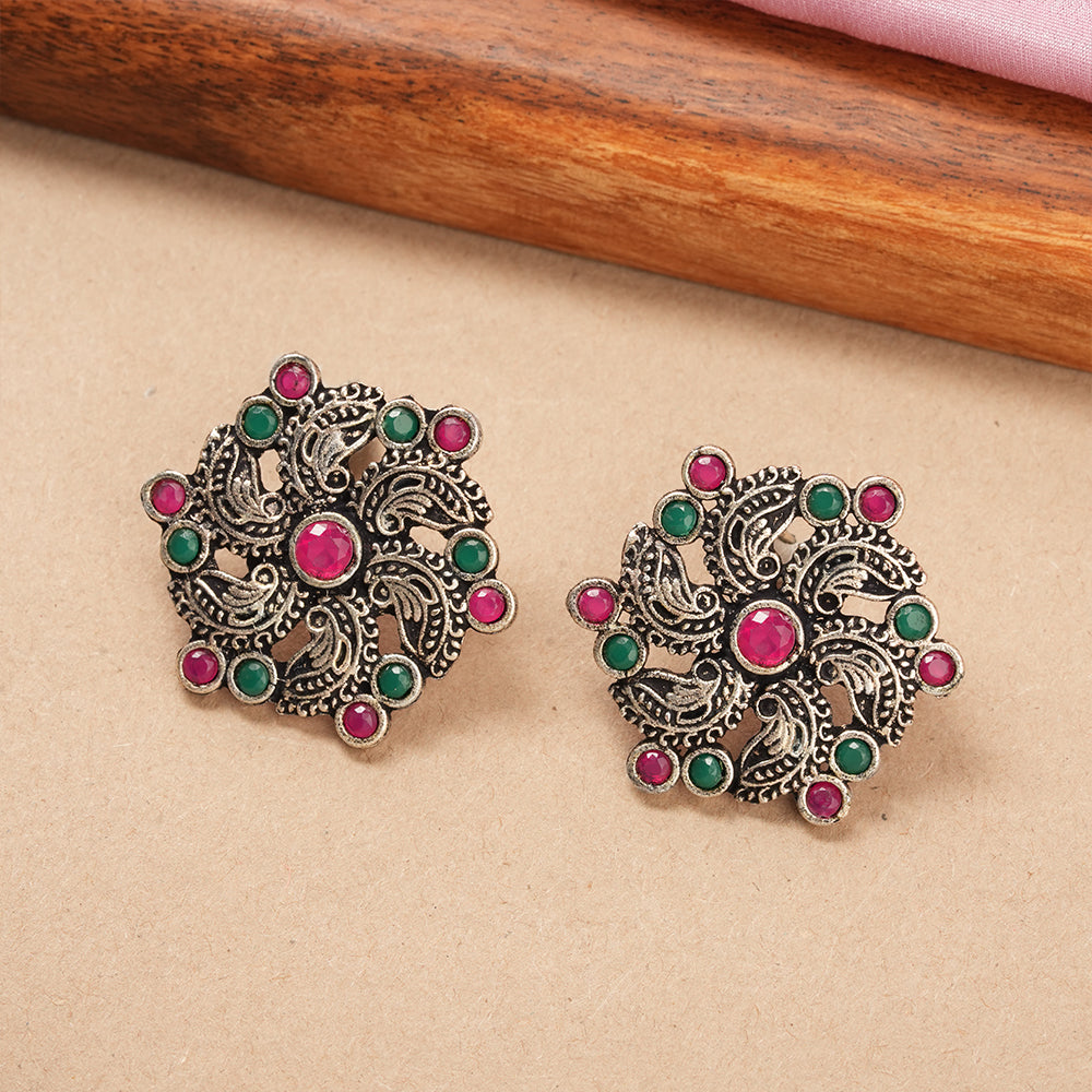 Aabroo sparkle stud earrings (Multicolored)