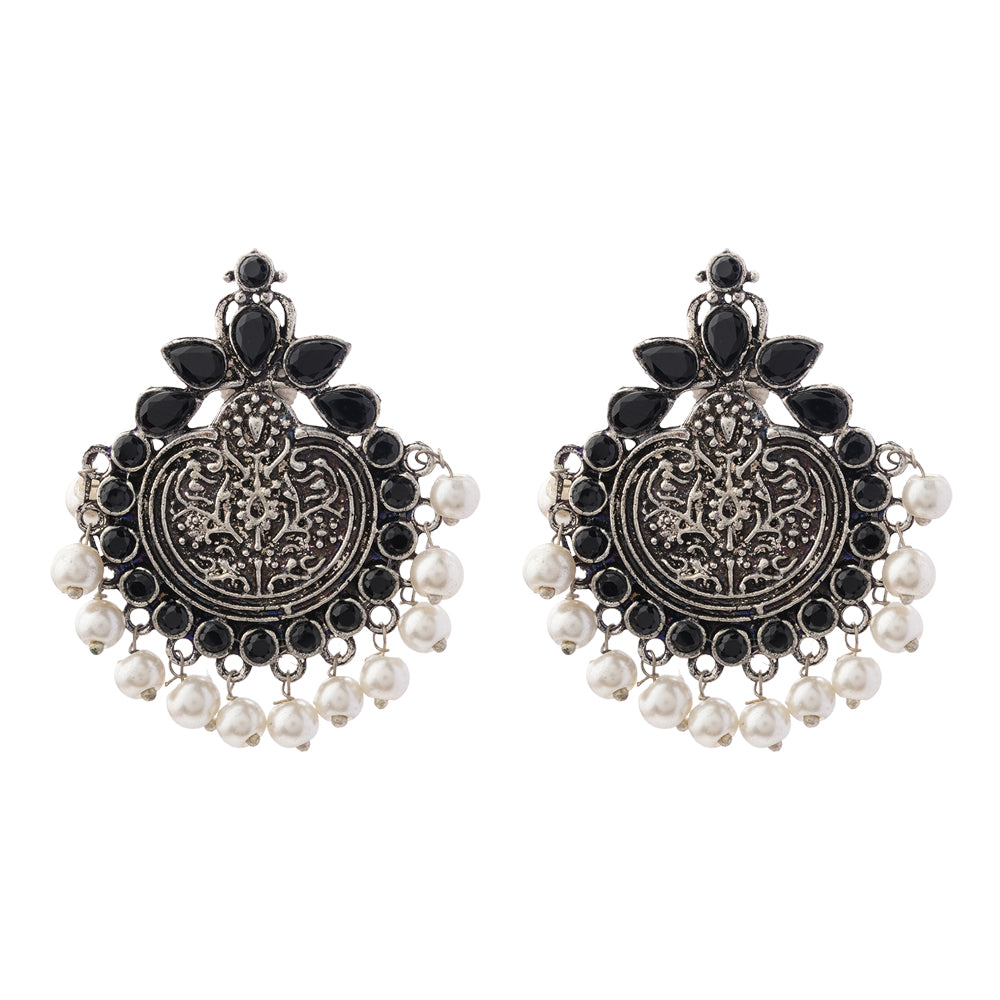 Royal flare stud earrings (Black)