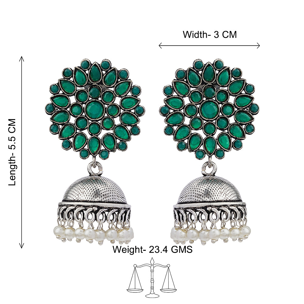 Kamalika stone studded earrings (Green)