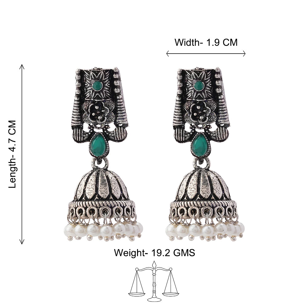 Temple bells jhumki earrings (Green)