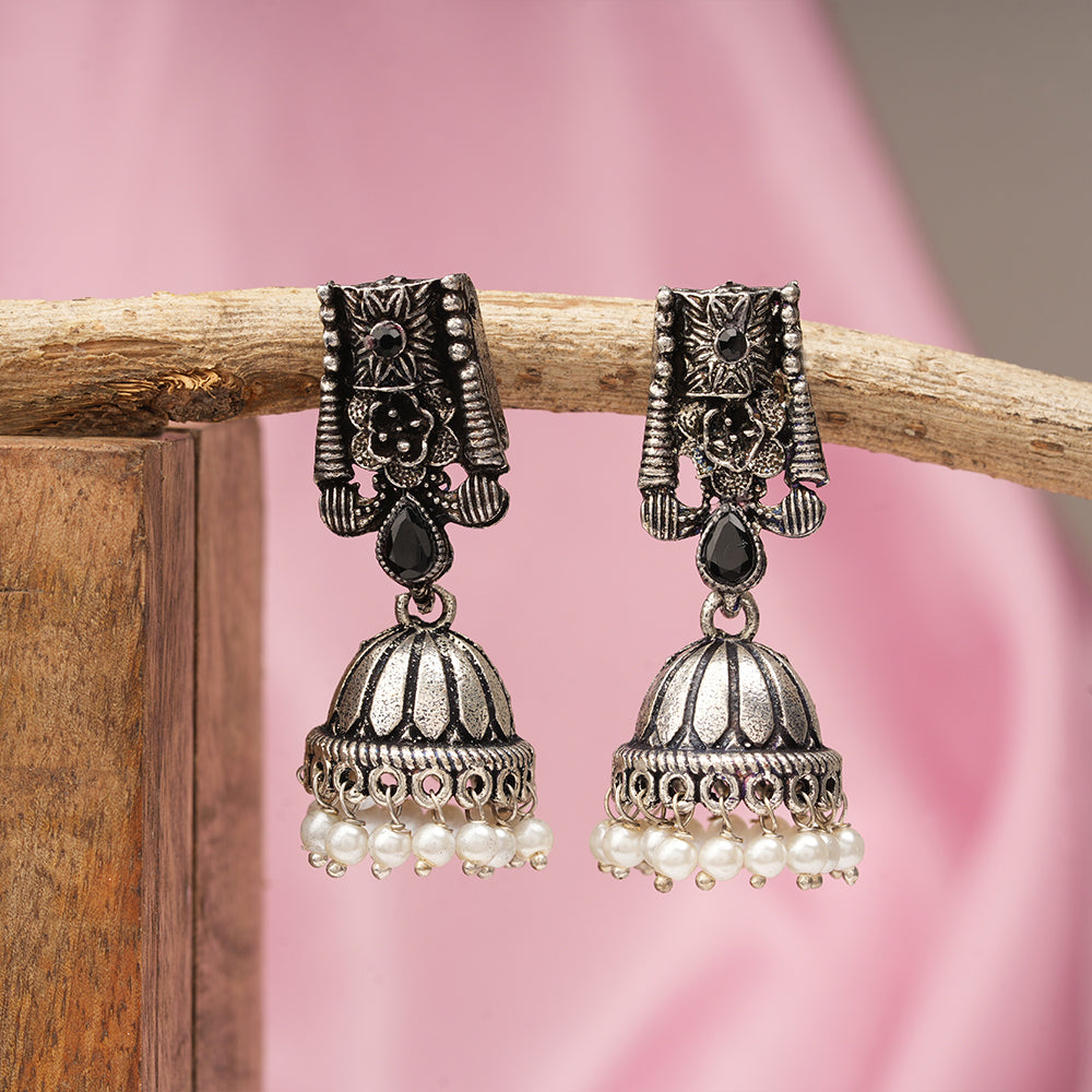 Temple bells jhumki earrings (Black)