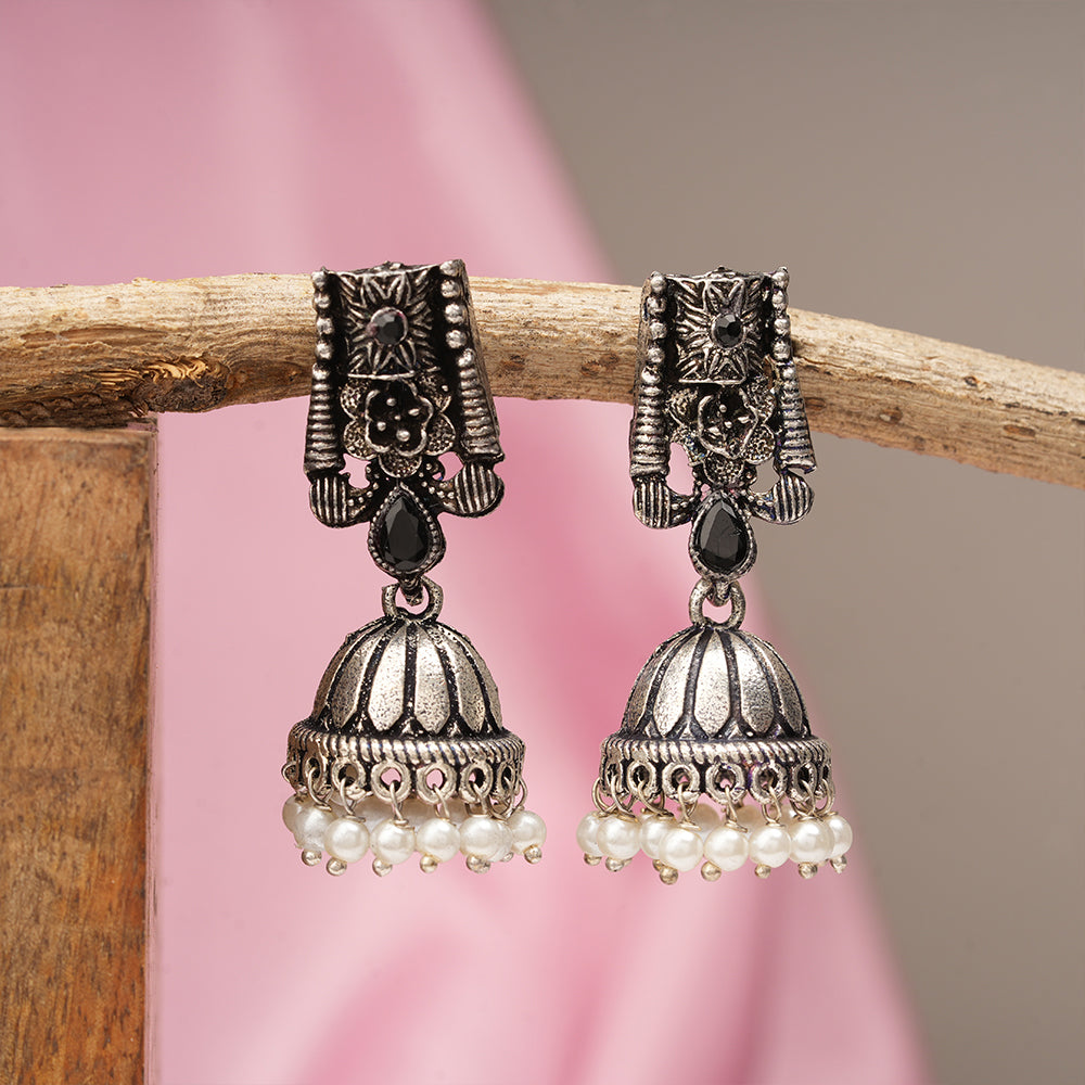 Temple bells jhumki earrings (Black)