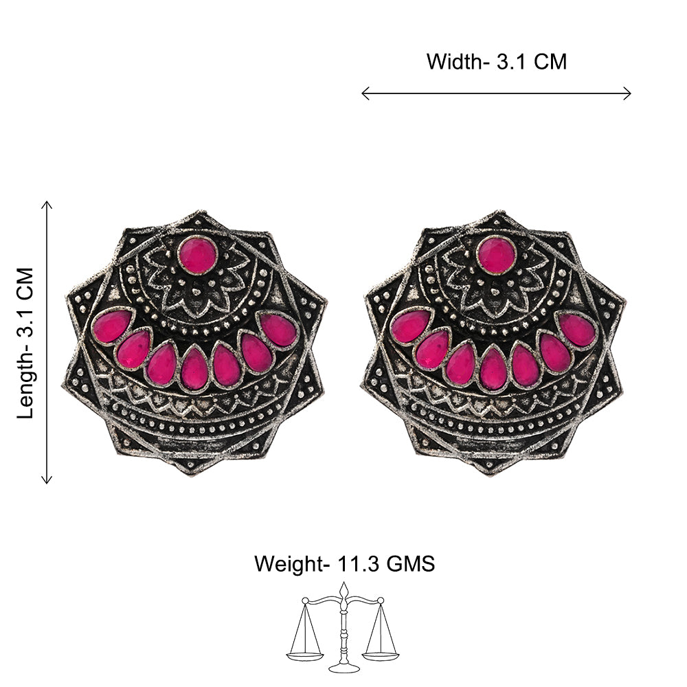Mandala Hexa stud earrings (Red)