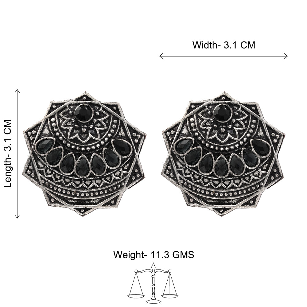 Mandala Hexa stud earrings (Black)