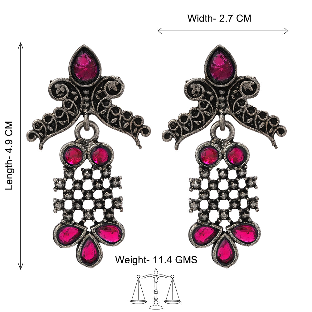 Twilight Tassles pearl dangler earrings (Red)