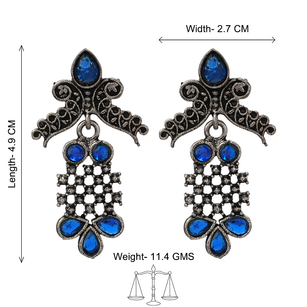 Twilight Tassles pearl dangler earrings (Blue)