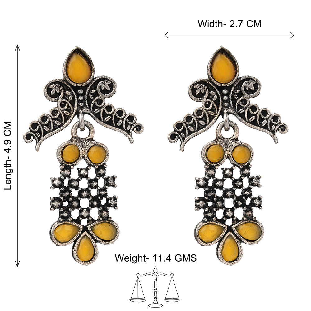 Twilight Tassles pearl dangler earrings (Yellow)