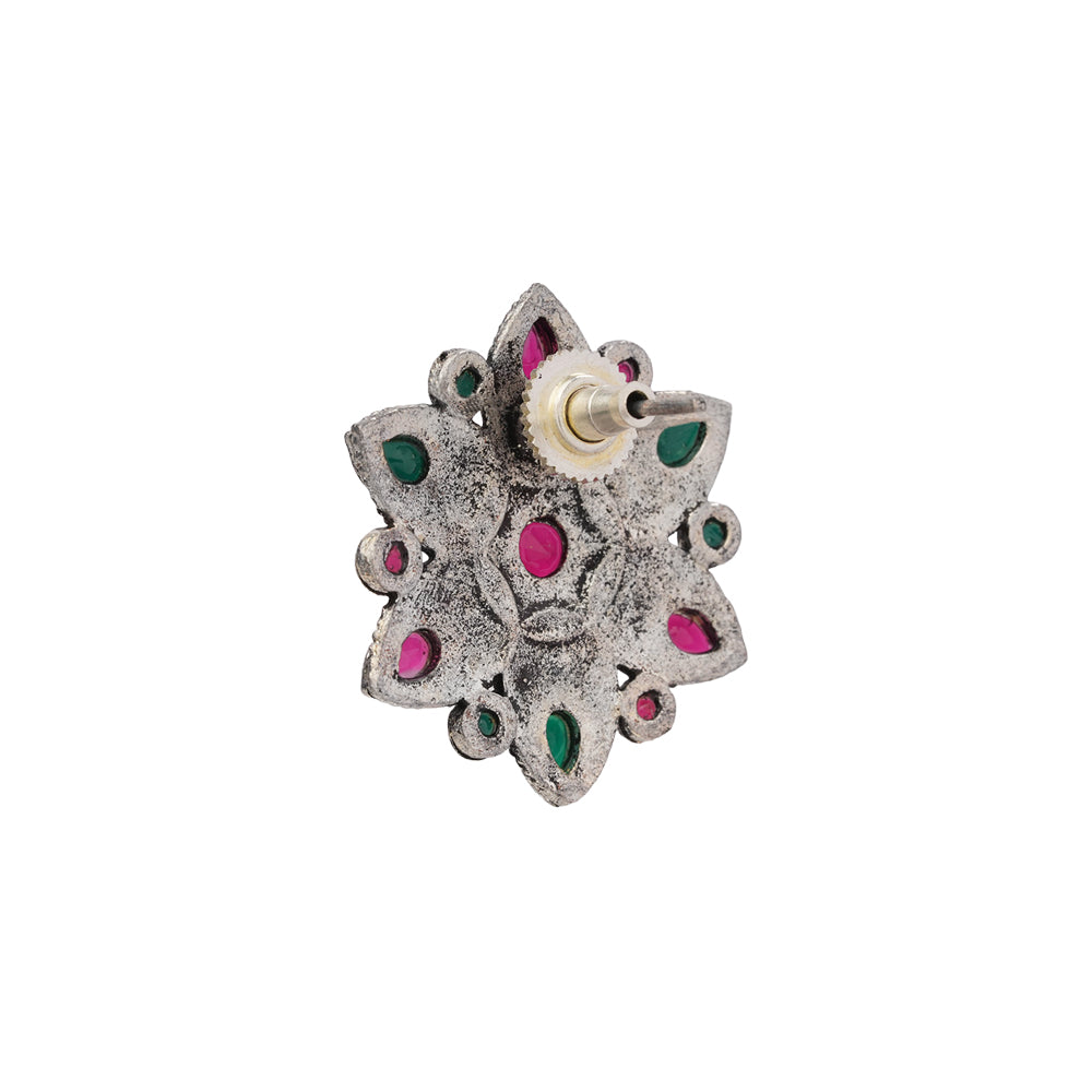 flower-alpana stud earrings (Multicolored)