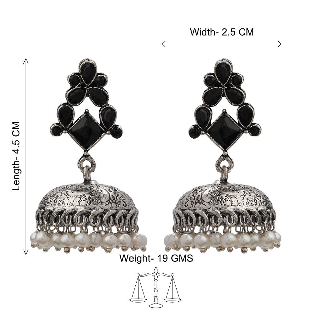 Dazzle Dome pral jhumki earrings (Black)