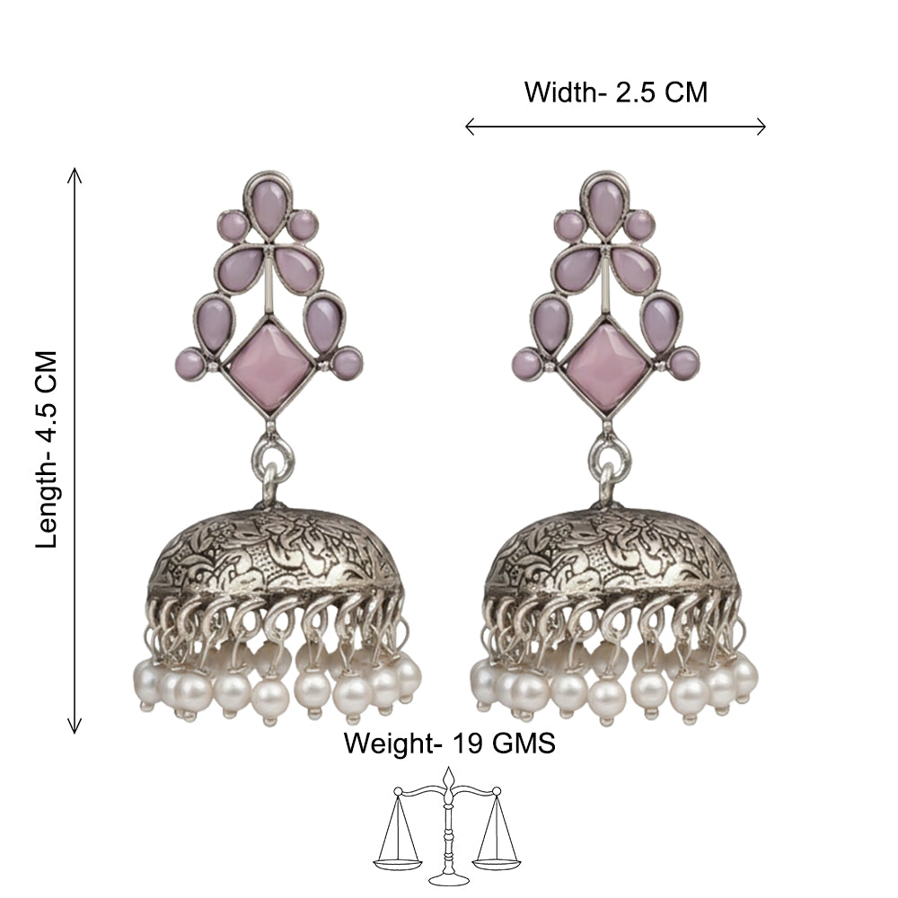 Dazzle Dome pral jhumki earrings (Baby Pink)