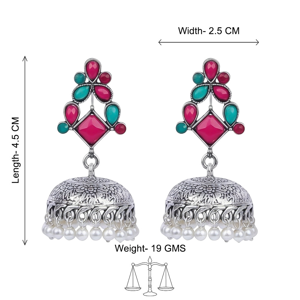 Dazzle Dome pral jhumki earrings (Multicolored)