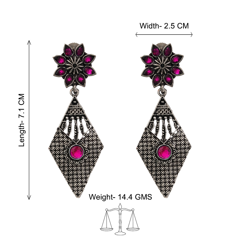 Kite delight stone studded dangler earrings (Red)