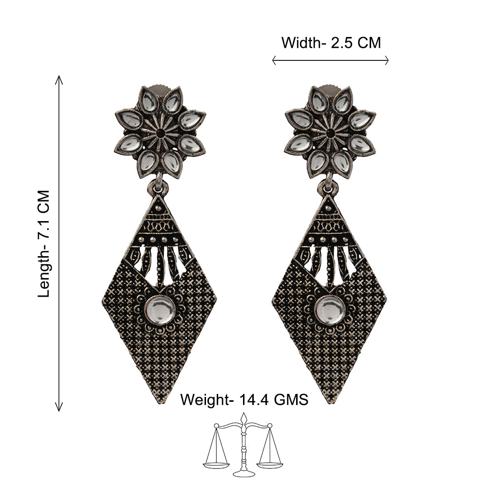 Kite delight stone studded dangler earrings (White)