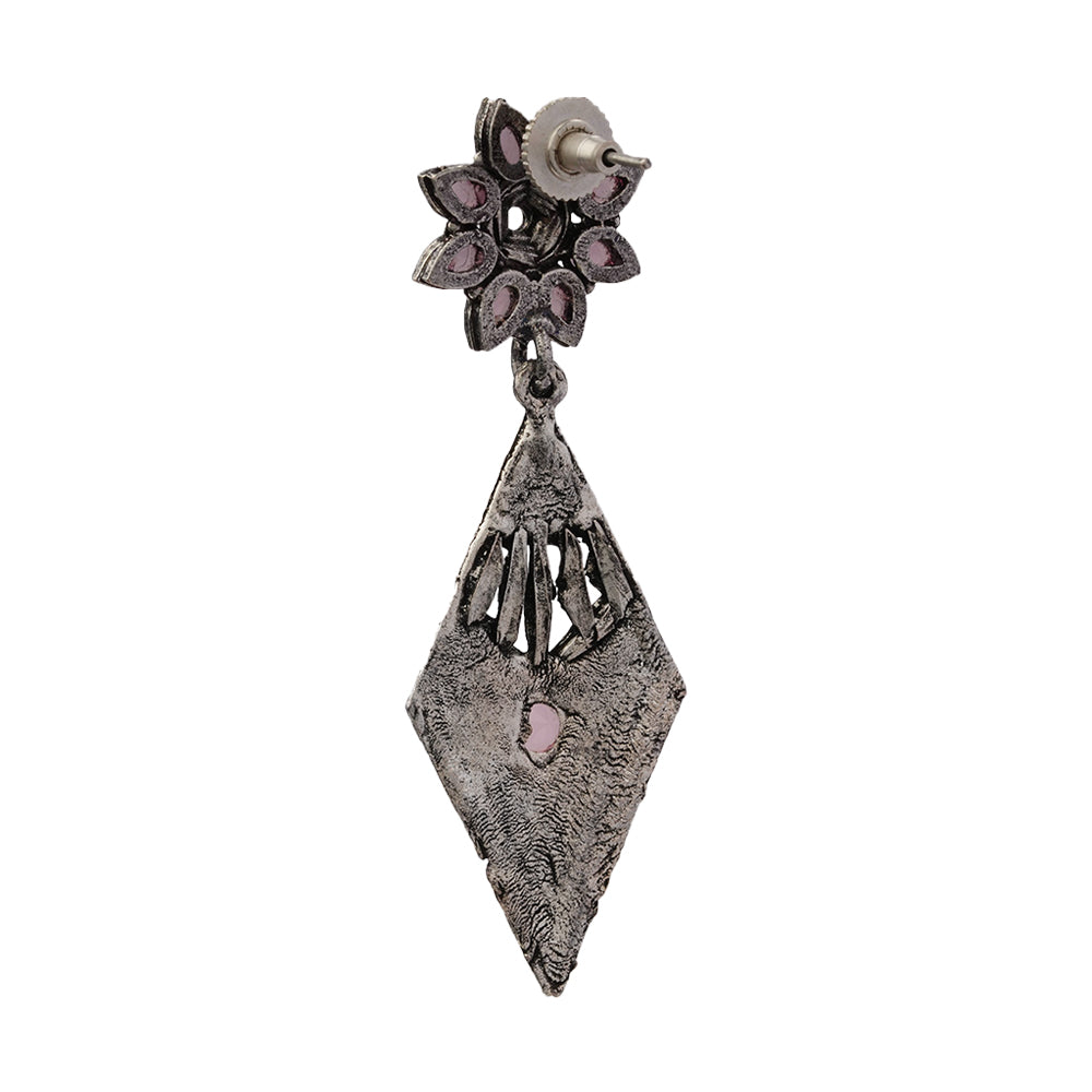 Kite delight stone studded dangler earrings (Baby Pink)